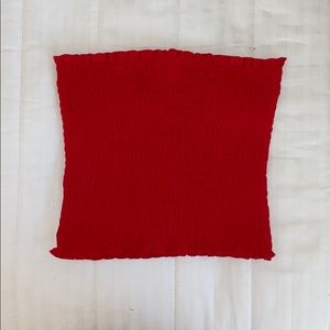 Red ribbed tube top